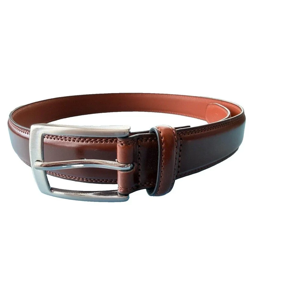 Milorde Men's Size 32 Brown Genuine Leather Dress Belt